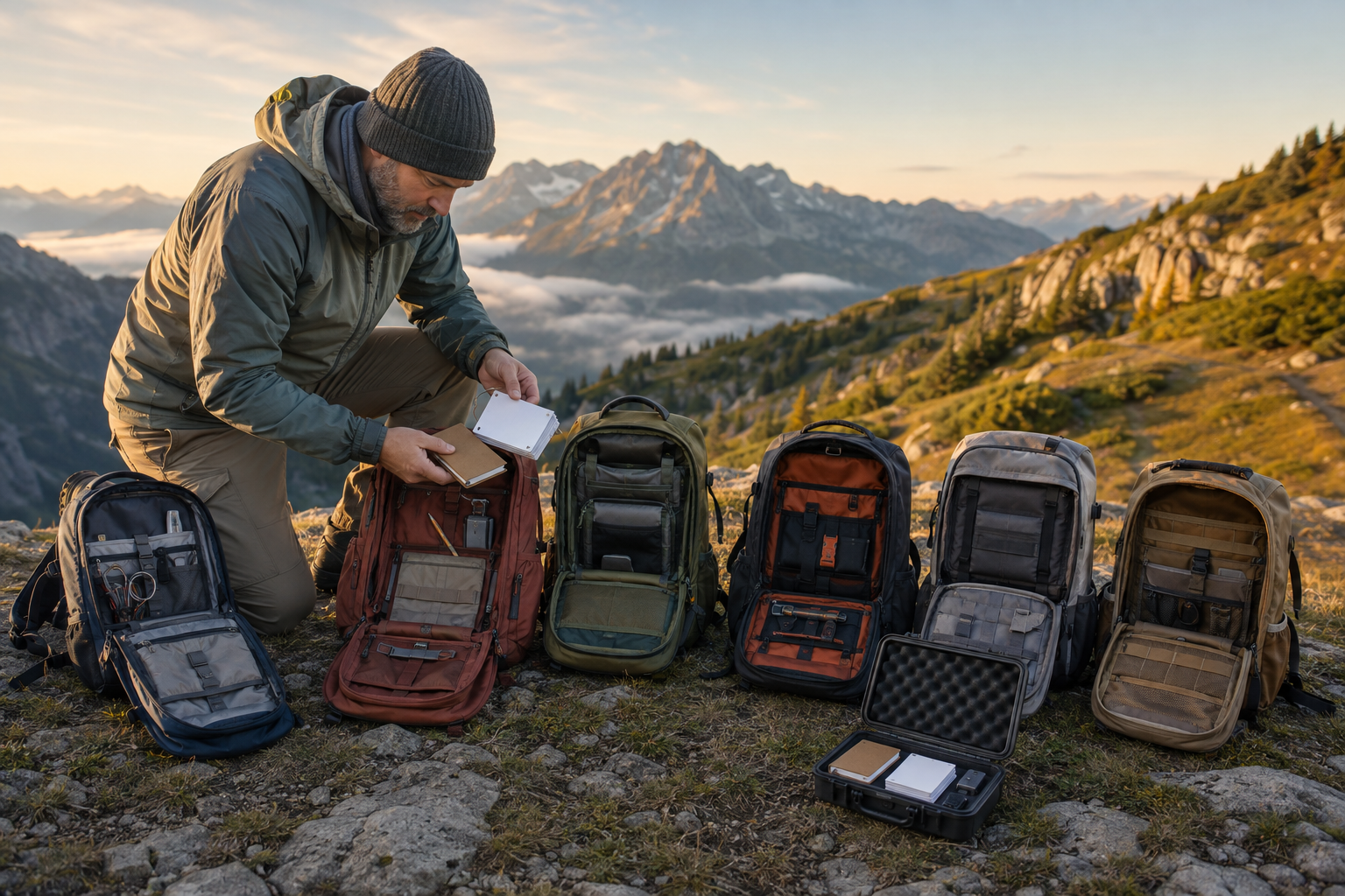 A hiker compares six open backpacks and tests a backup kit before choosing an open-source flashcard app